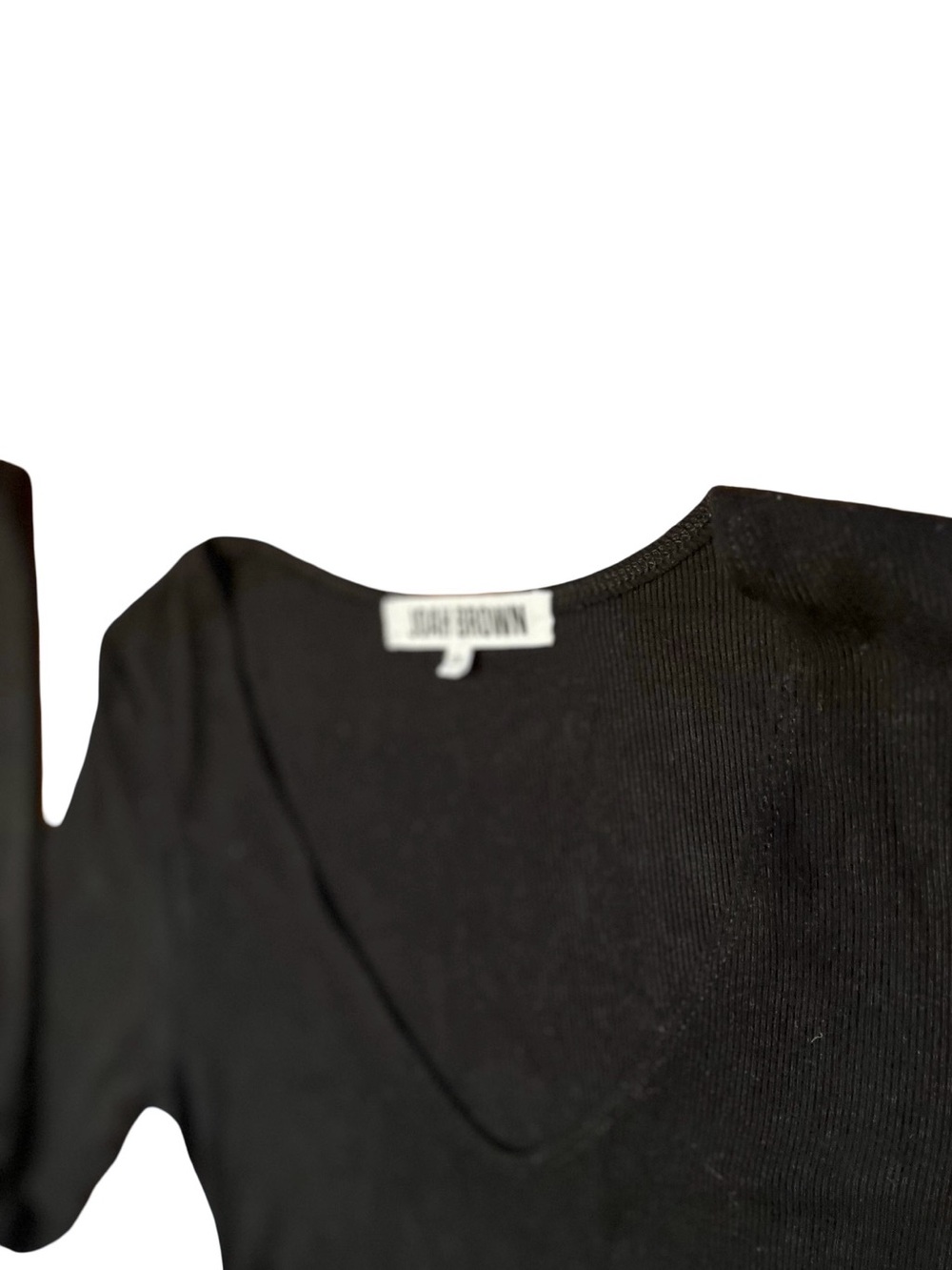 JOAH BROWN Black Fitted Cut Out LS Ribbed Top Shirt Sz S/M Festival Punk Goth - Picture 3 of 9